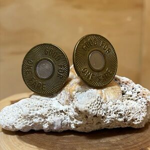 Vintage Bullseye NYC Token Sterling Clip On Earrings